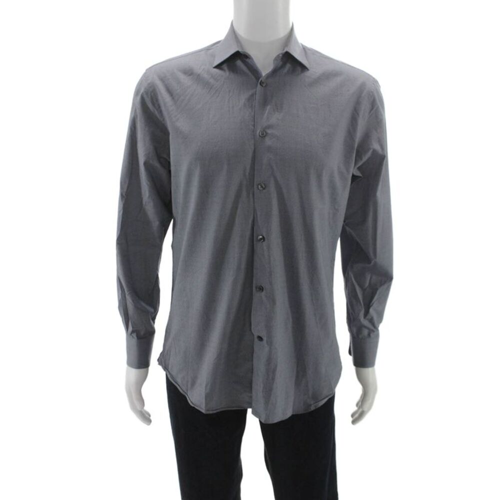 John Varvatos Star USA Mens Cotton Collared Button Up Shirt Navy Size 15 32/33